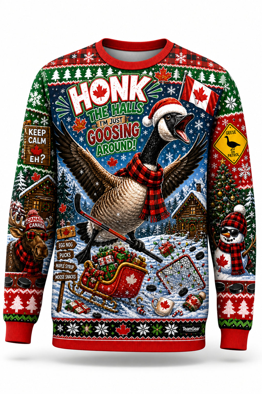 Canadian Goose Christmas Ugly Christmas Sweater - front and back view