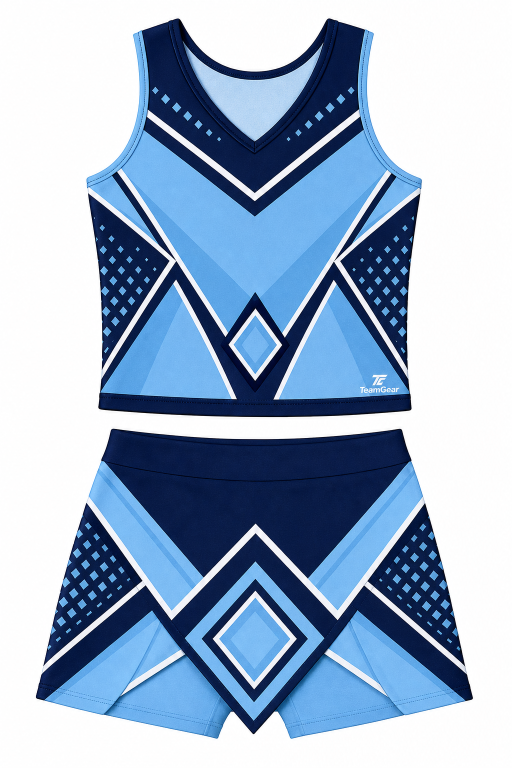 Carolina Blue and Navy Cheerleading Uniform design