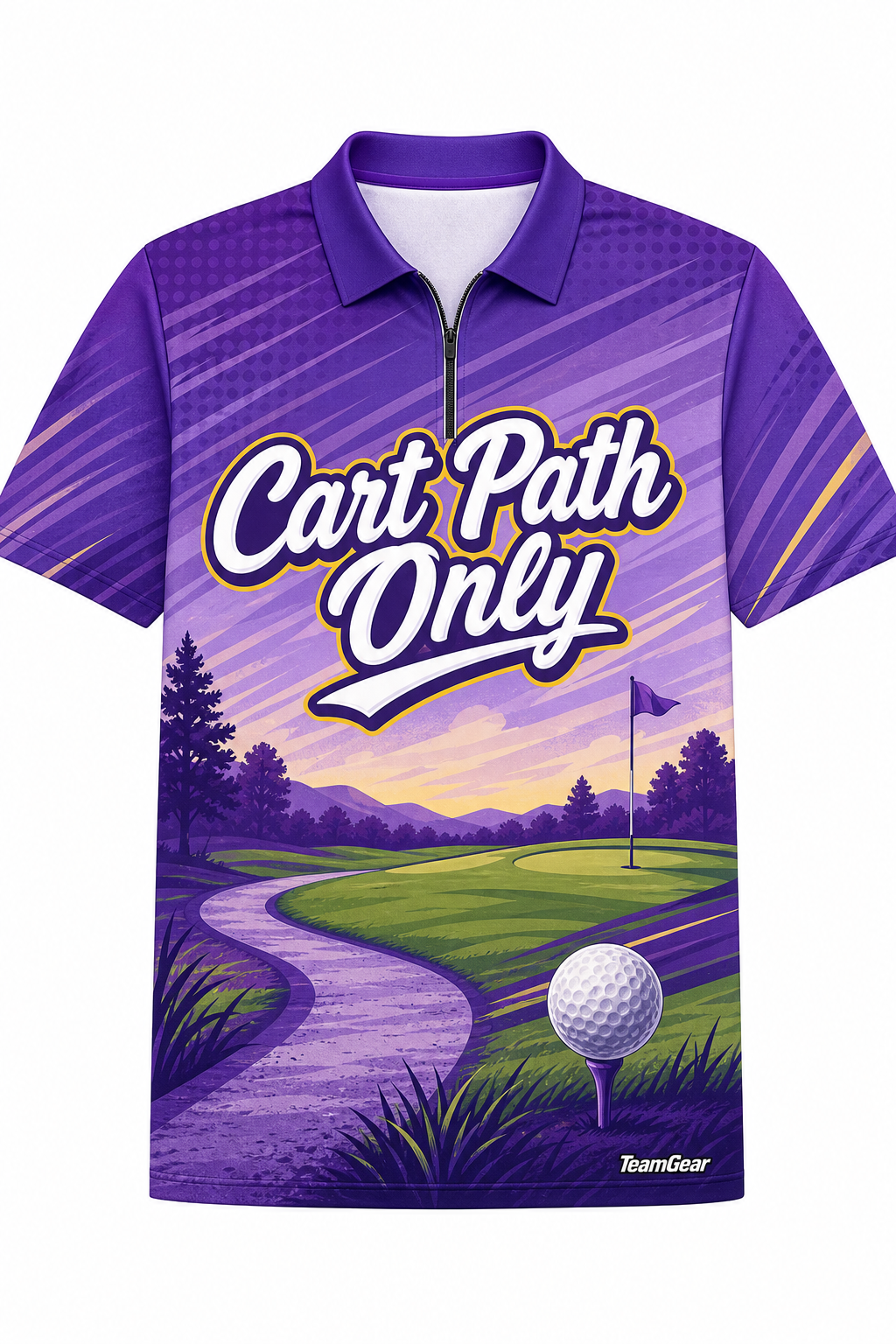 Cart Path Only Purple Golf Polo design