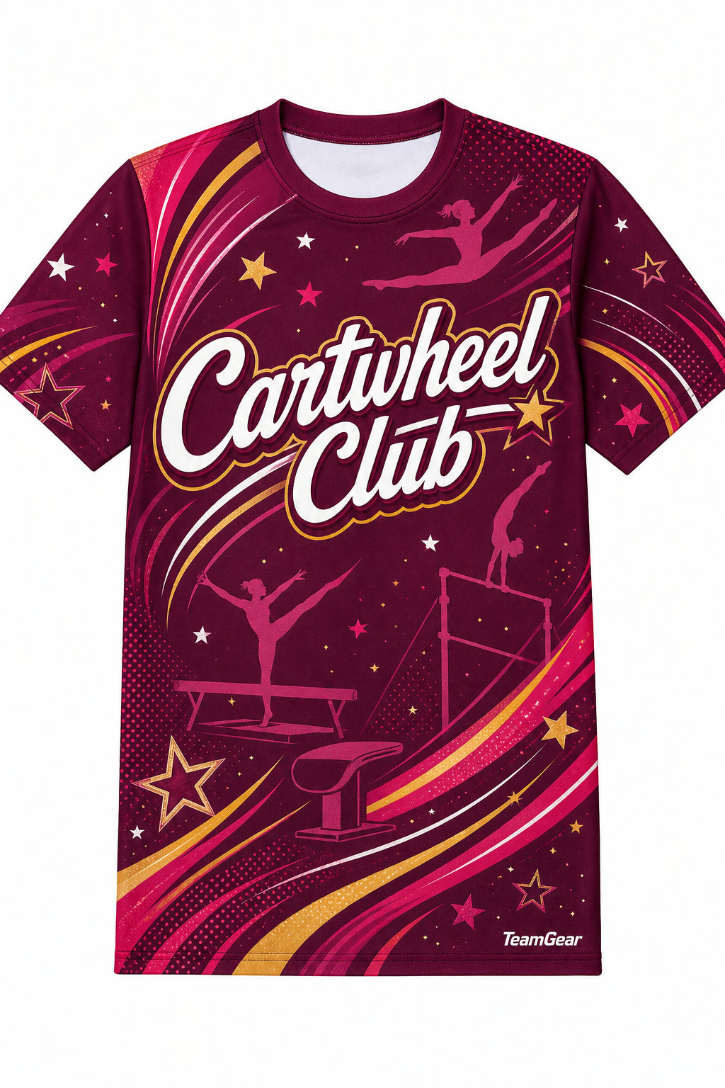 Cartwheel Club Maroon Gymnastics Jersey with name and number