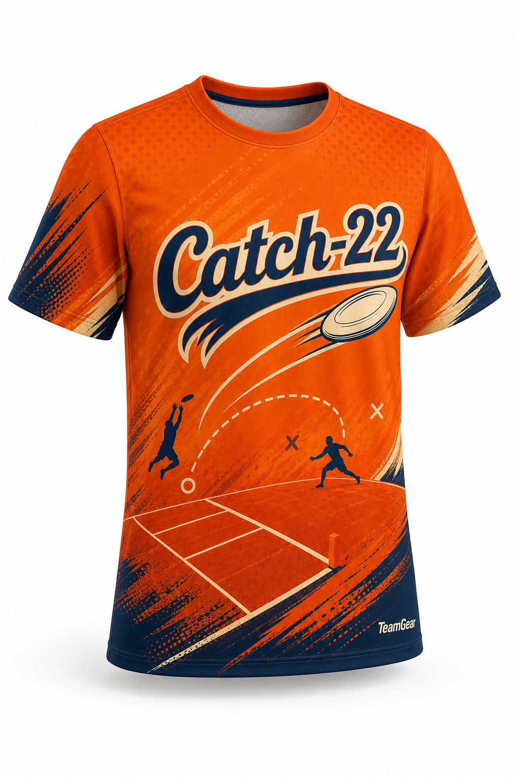 Catch-22 Orange Ultimate Frisbee Jersey - front and back view