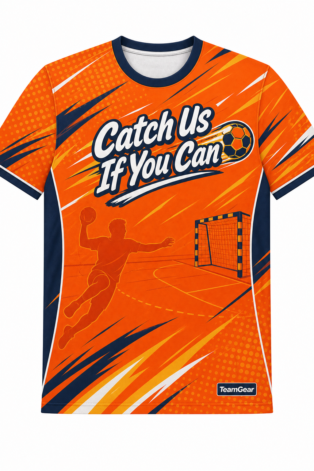 Catch Us If You Can Orange Handball Jersey design