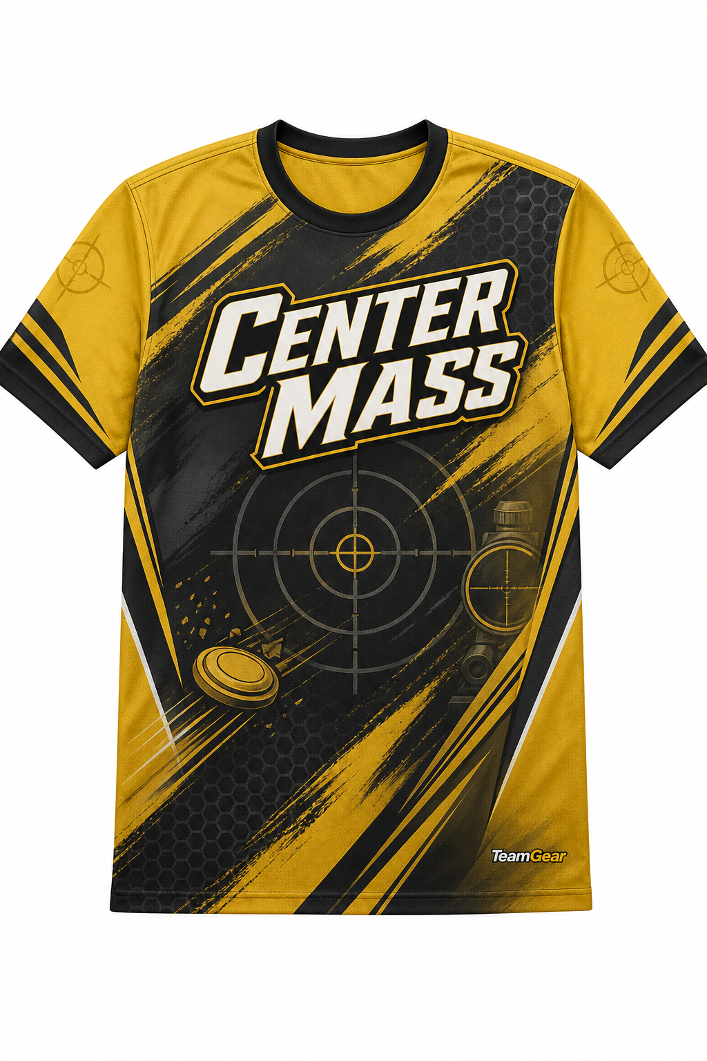 Center Mass Gold Shooting Jersey design