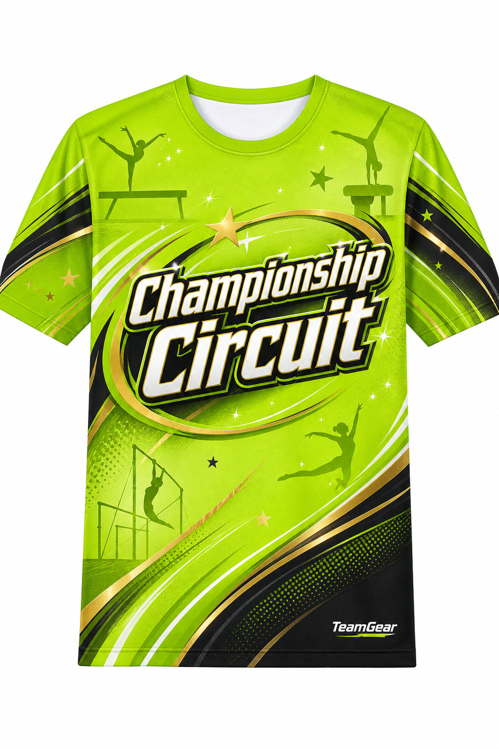 Championship Circuit Lime Gymnastics Jersey with name and number
