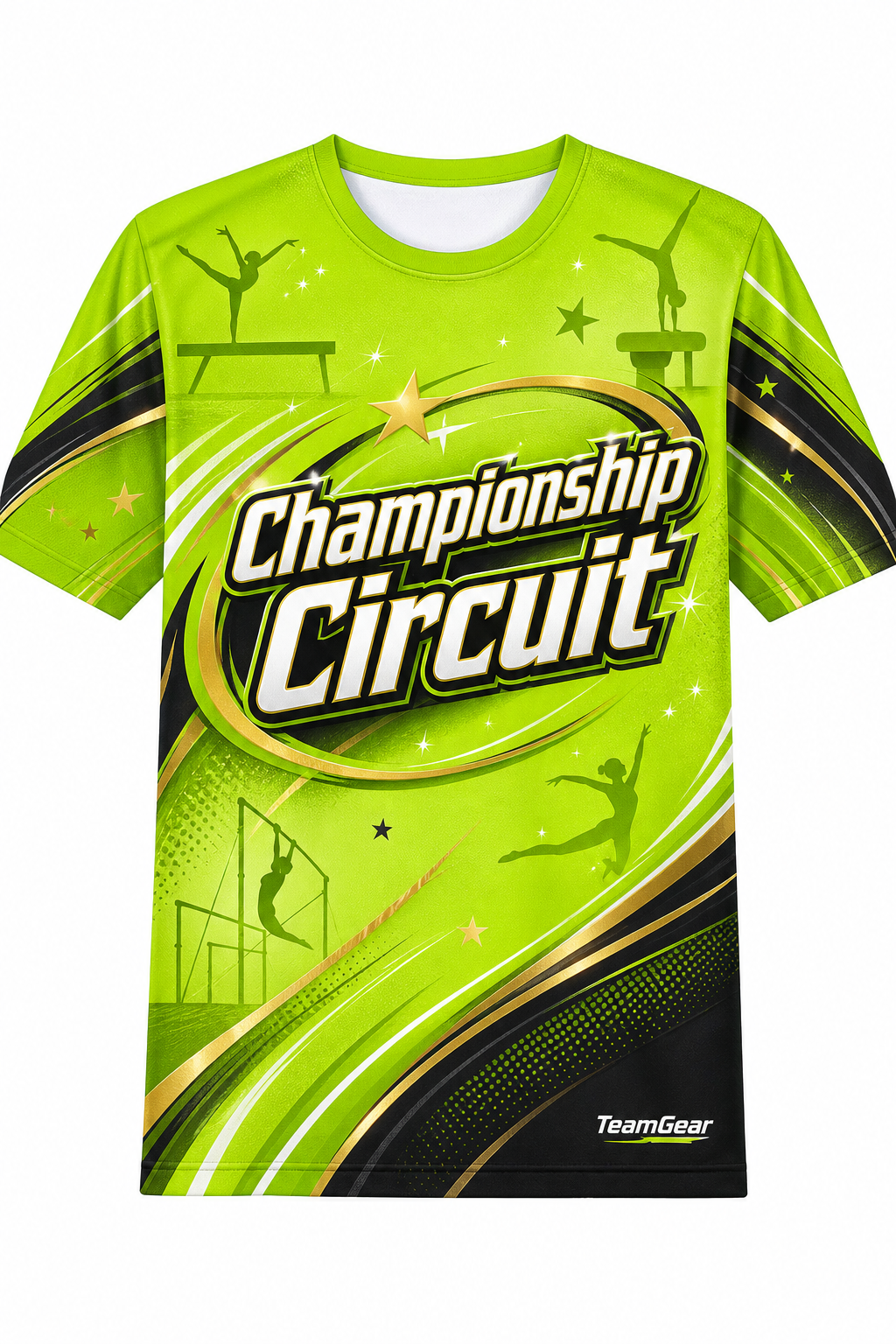 Championship Circuit Lime Gymnastics Jersey with name and number