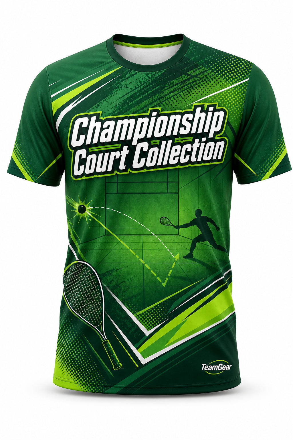 Championship Court Collection Green Racquetball Jersey - front and back view
