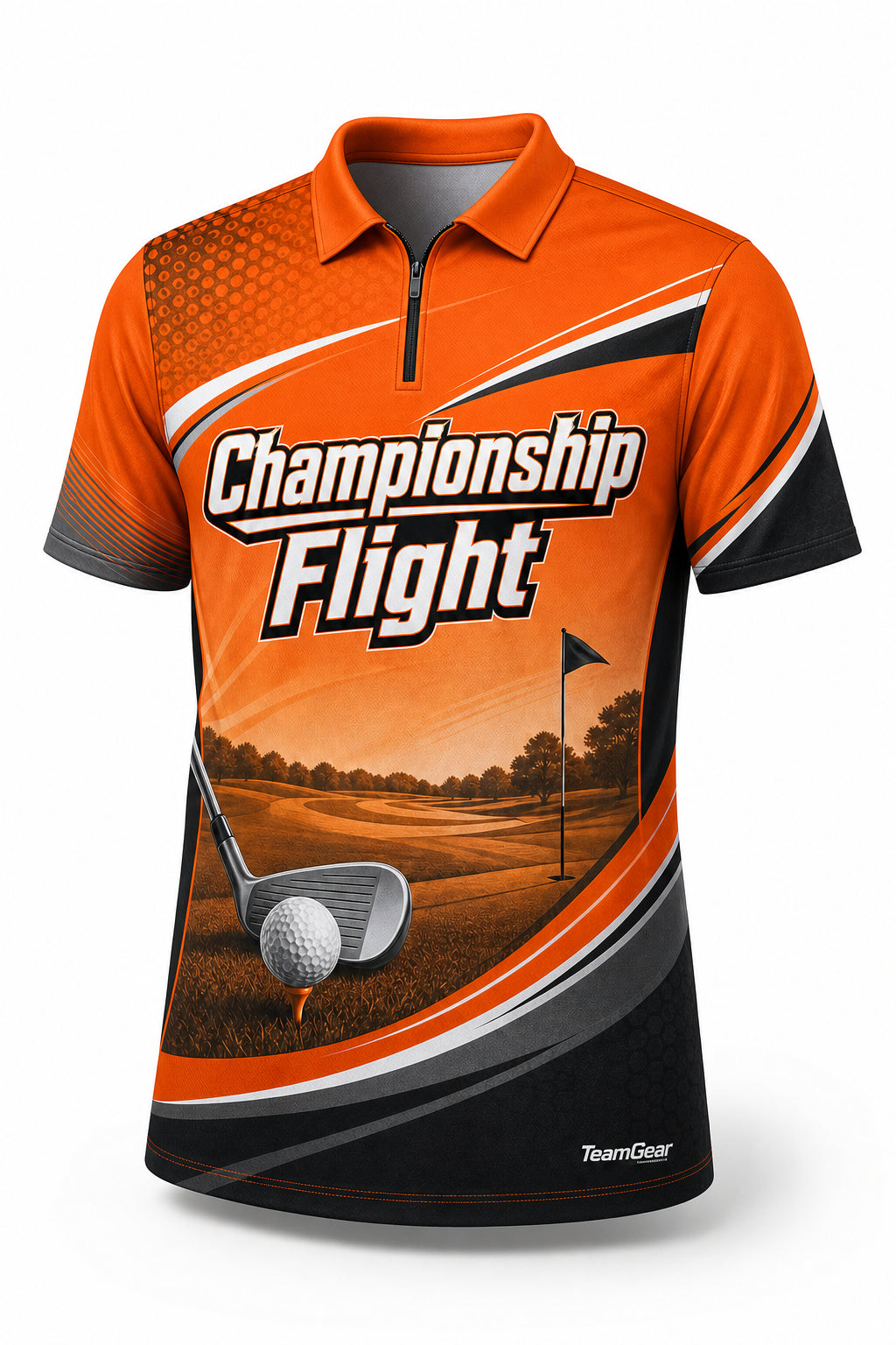 Championship Flight Orange Golf Polo - front and back view