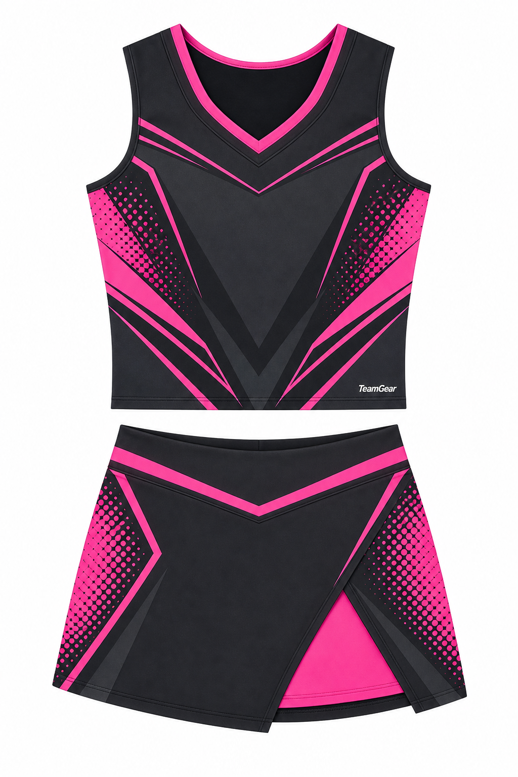 Charcoal and Neon Pink Cheerleading Uniform design