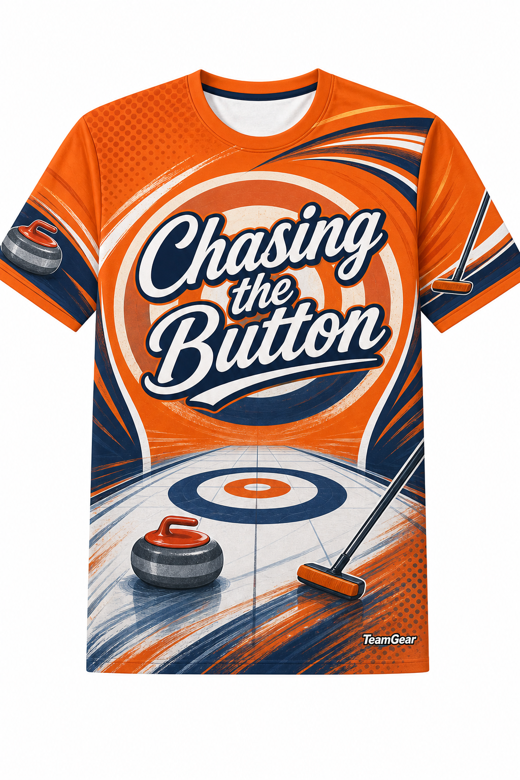 Chasing the Button Orange Curling Jersey design