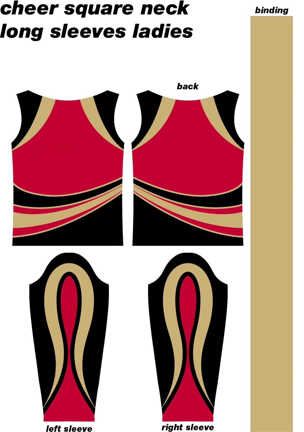 Red black and Gold Cheerleading uniform top made with spandex