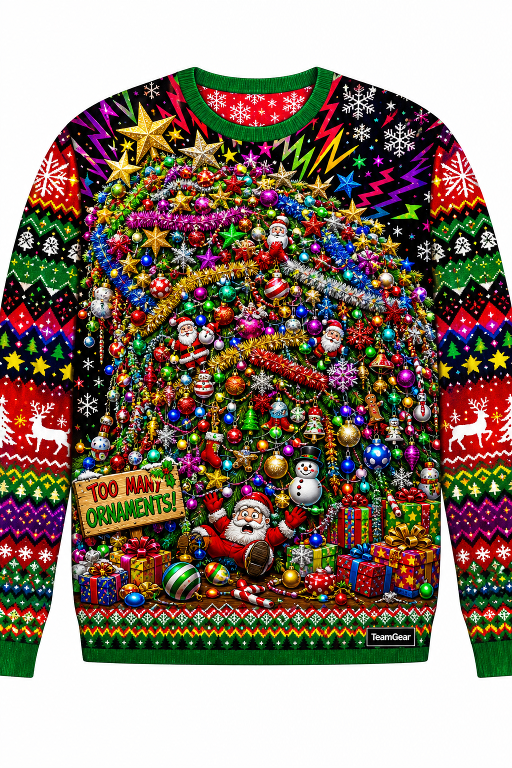 Christmas Tree Overloaded with Ornaments Ugly Christmas Sweater design