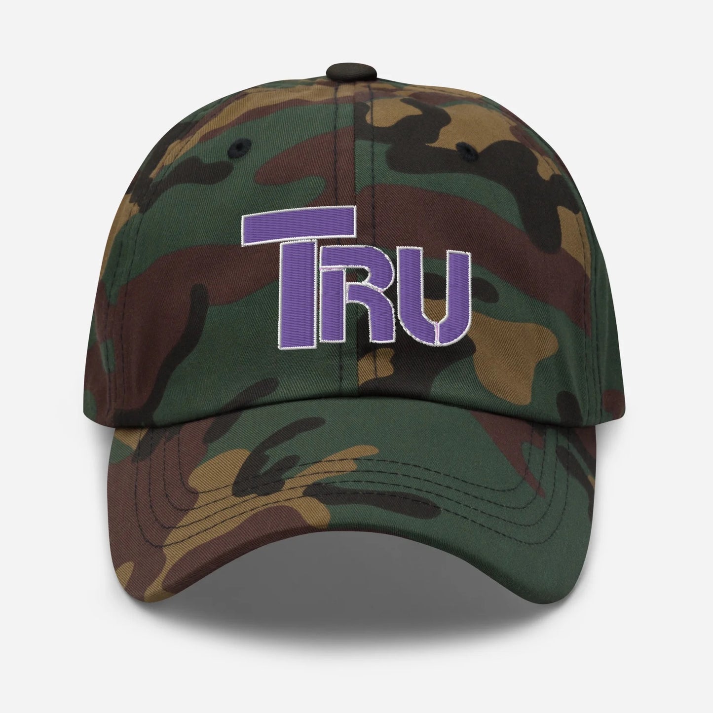 Tru ShowZone baseball dad hat in green camo camouflage