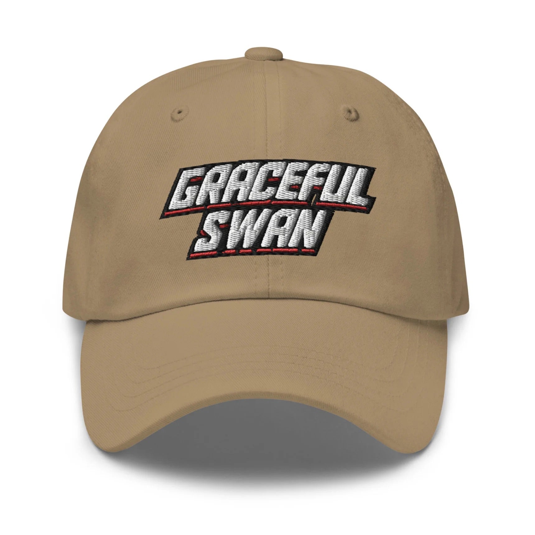 Graceful Swan ShowZone baseball dad hat in khaki
