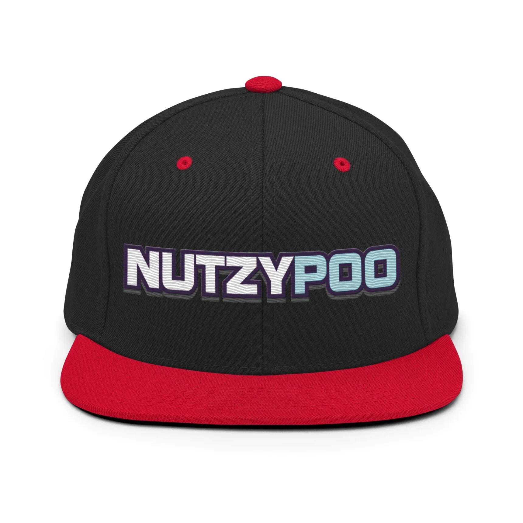 NutzyPoo ShowZone hat in black with red brim and accents