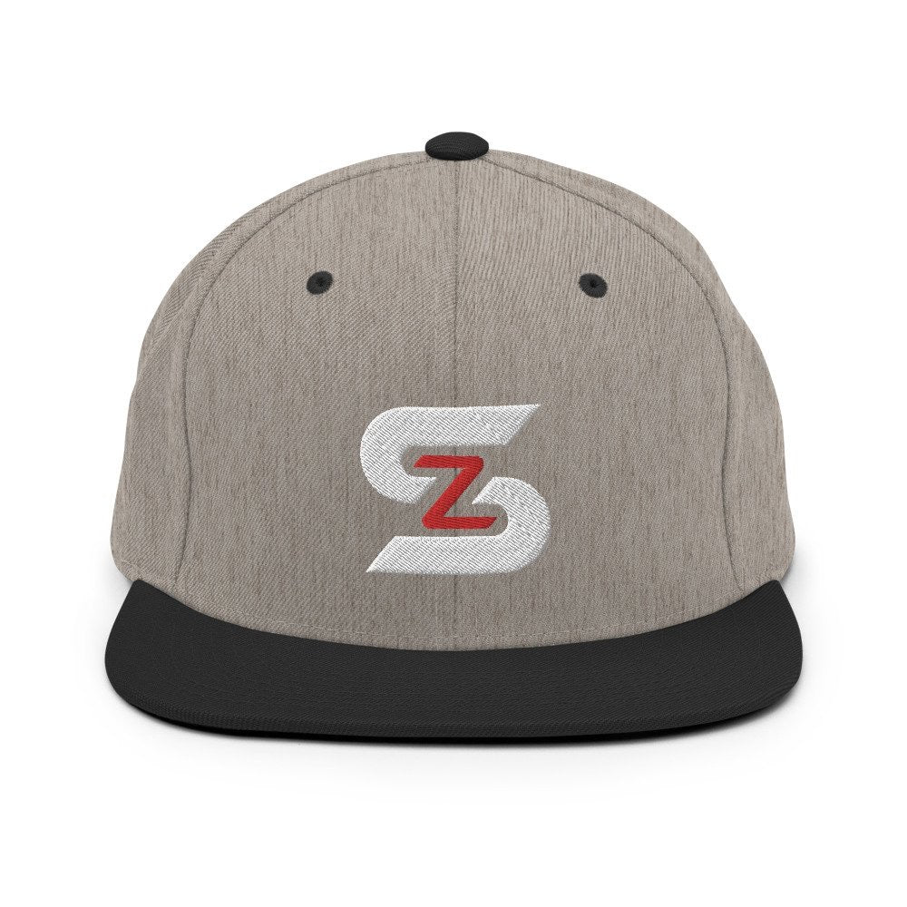 ShowZone snapback hat in heather grey with black brim and accents