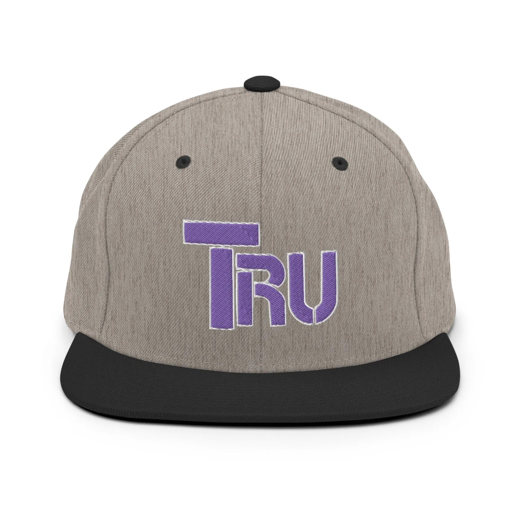 Tru ShowZone snapback hat in heather grey with black brim and accents