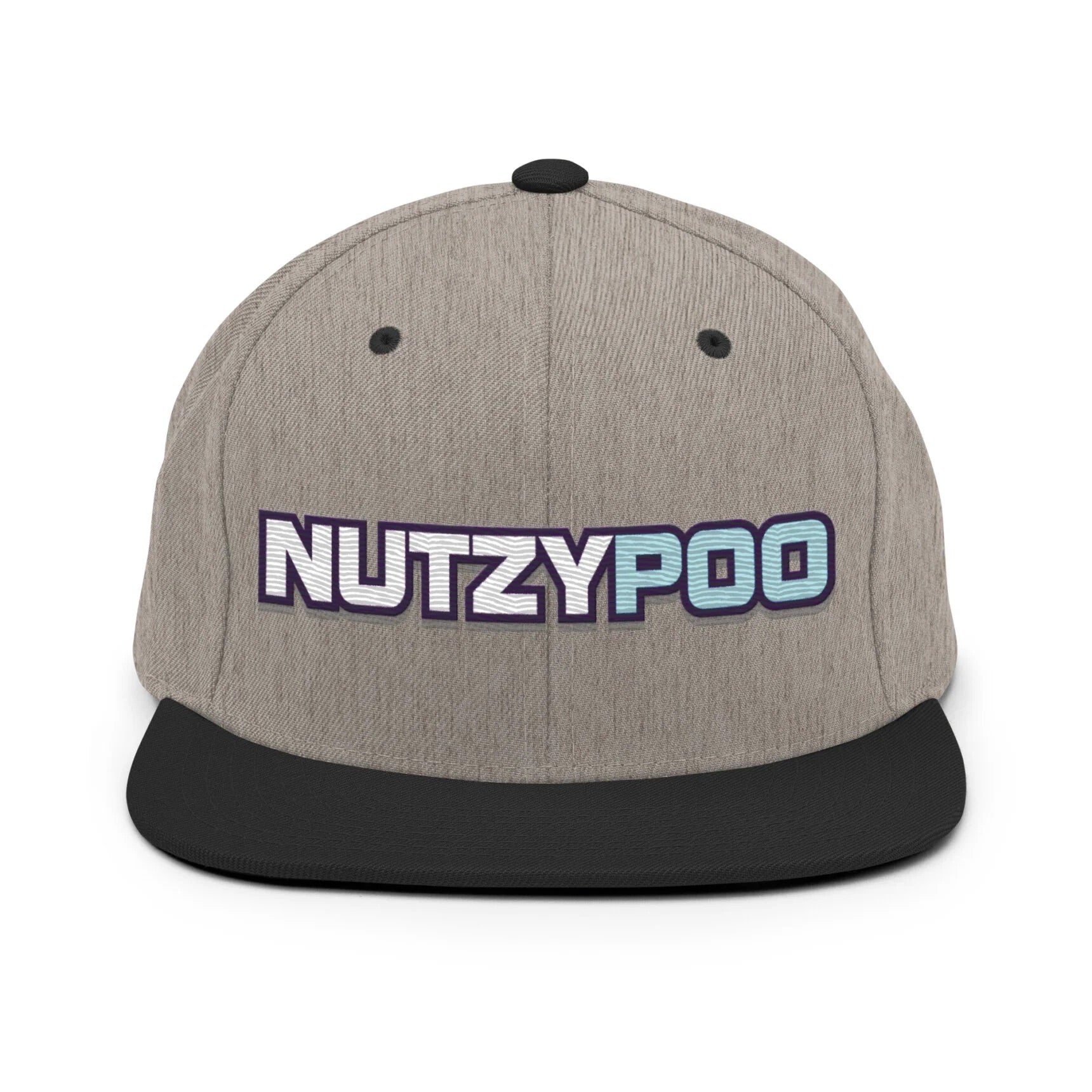 NutzyPoo ShowZone hat in heather grey with black brim and accents