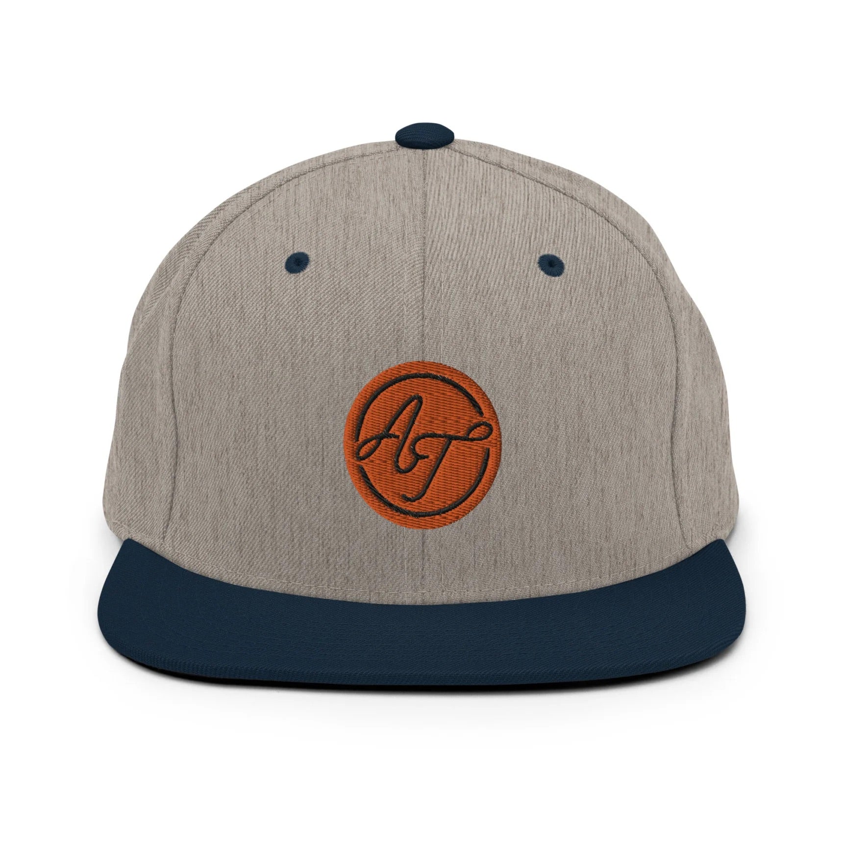 Thuuuuney ShowZone snapback hat in heather grey with navy brim and accents