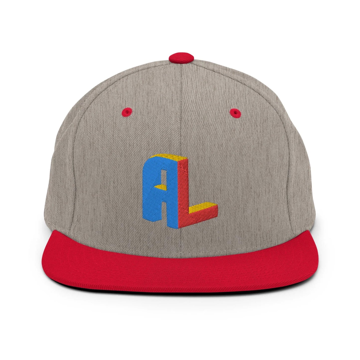 Ance Larmstrong ShowZone snapback hat in heather grey with red brim and accents