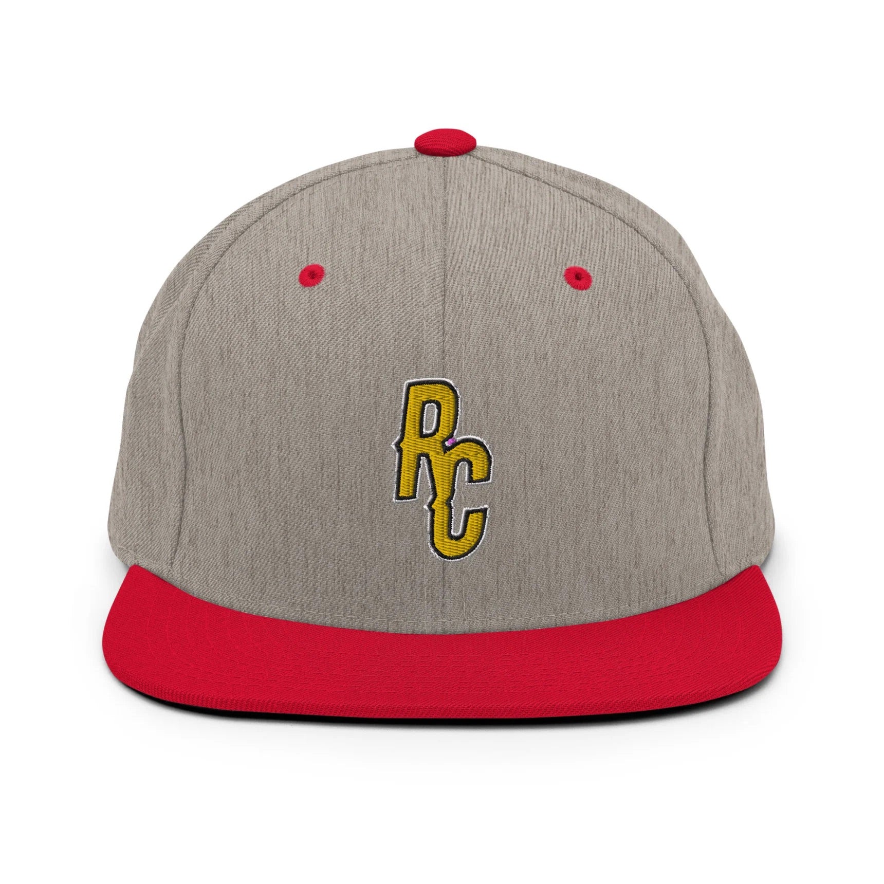 Ray Cheesy ShowZone snapback hat in heather grey with red brim and accents
