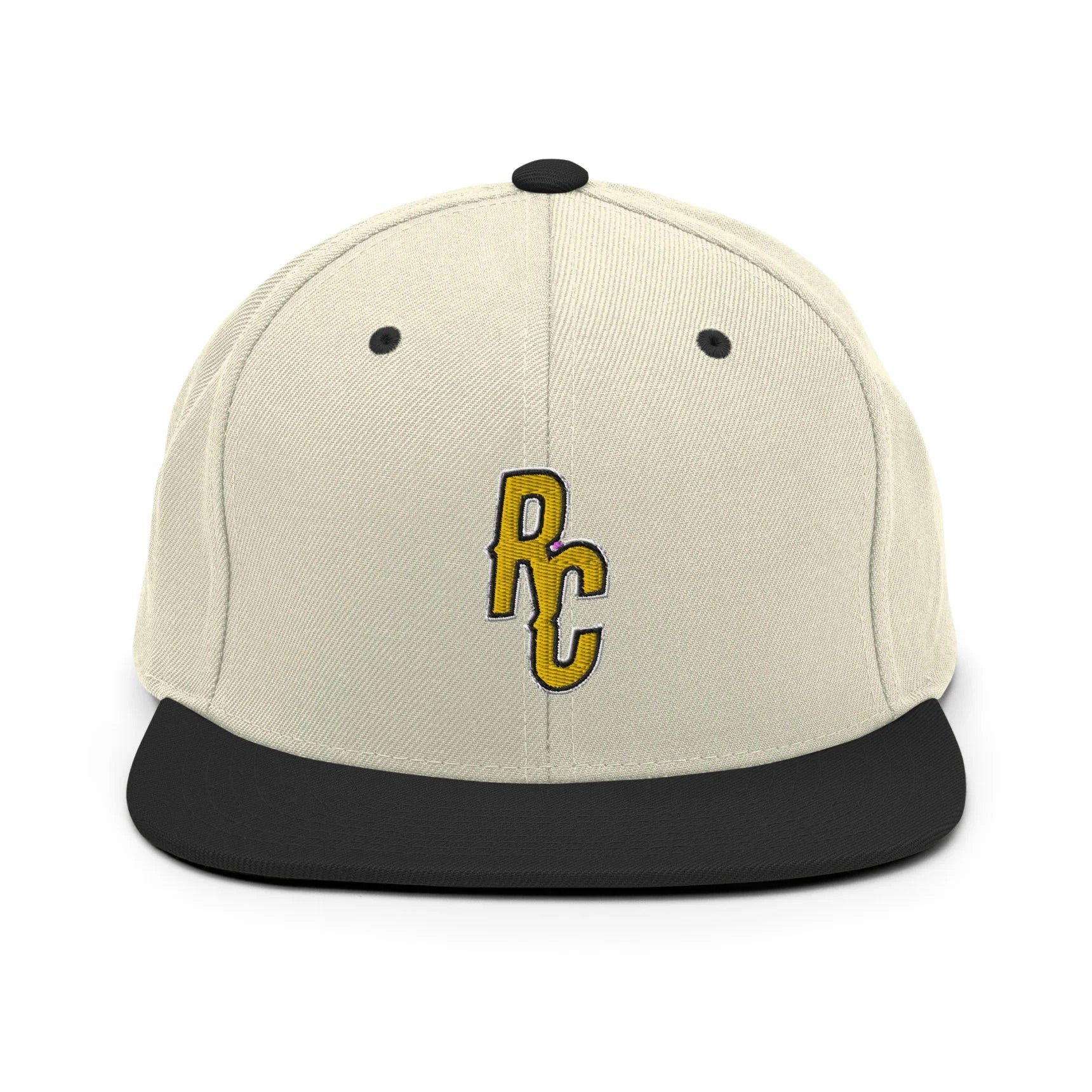 Ray Cheesy ShowZone snapback hat in natural white with black brim and accents