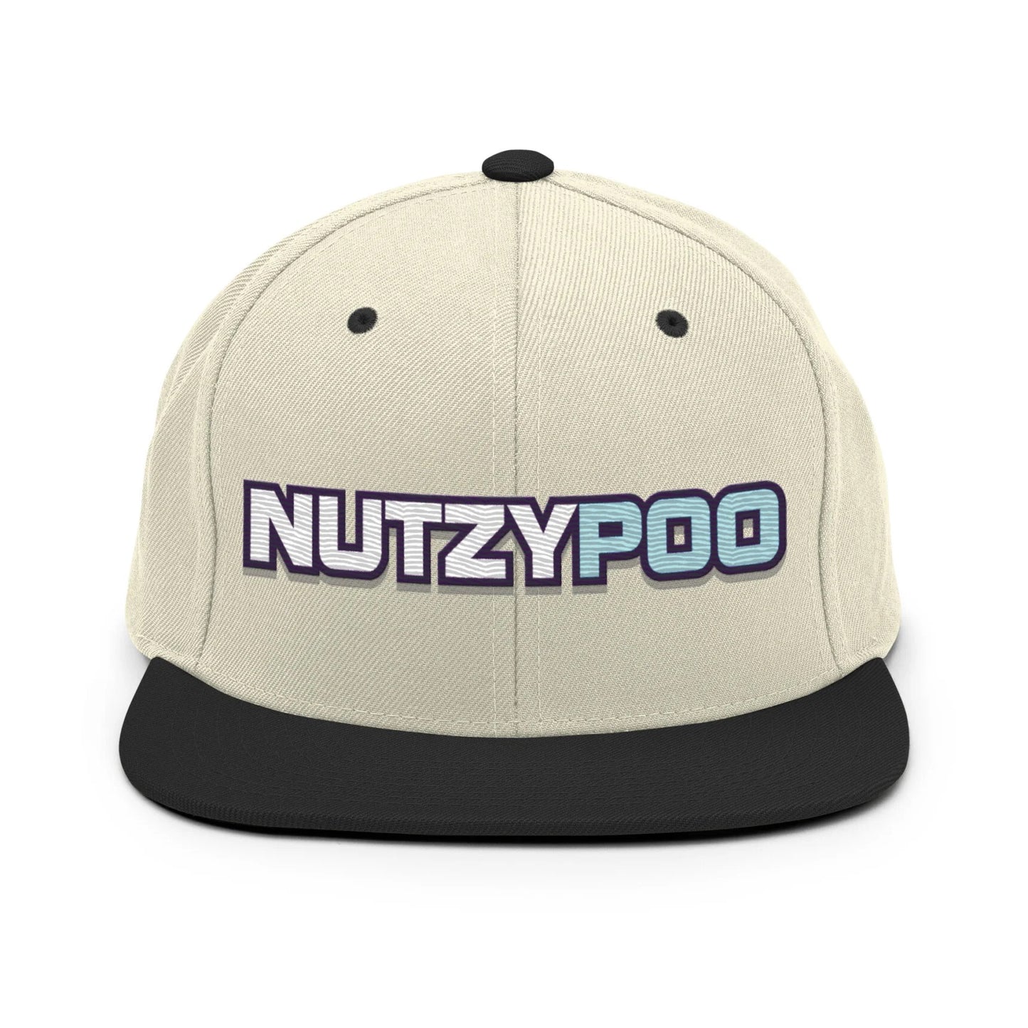 NutzyPoo ShowZone hat in natural white with black brim and accents