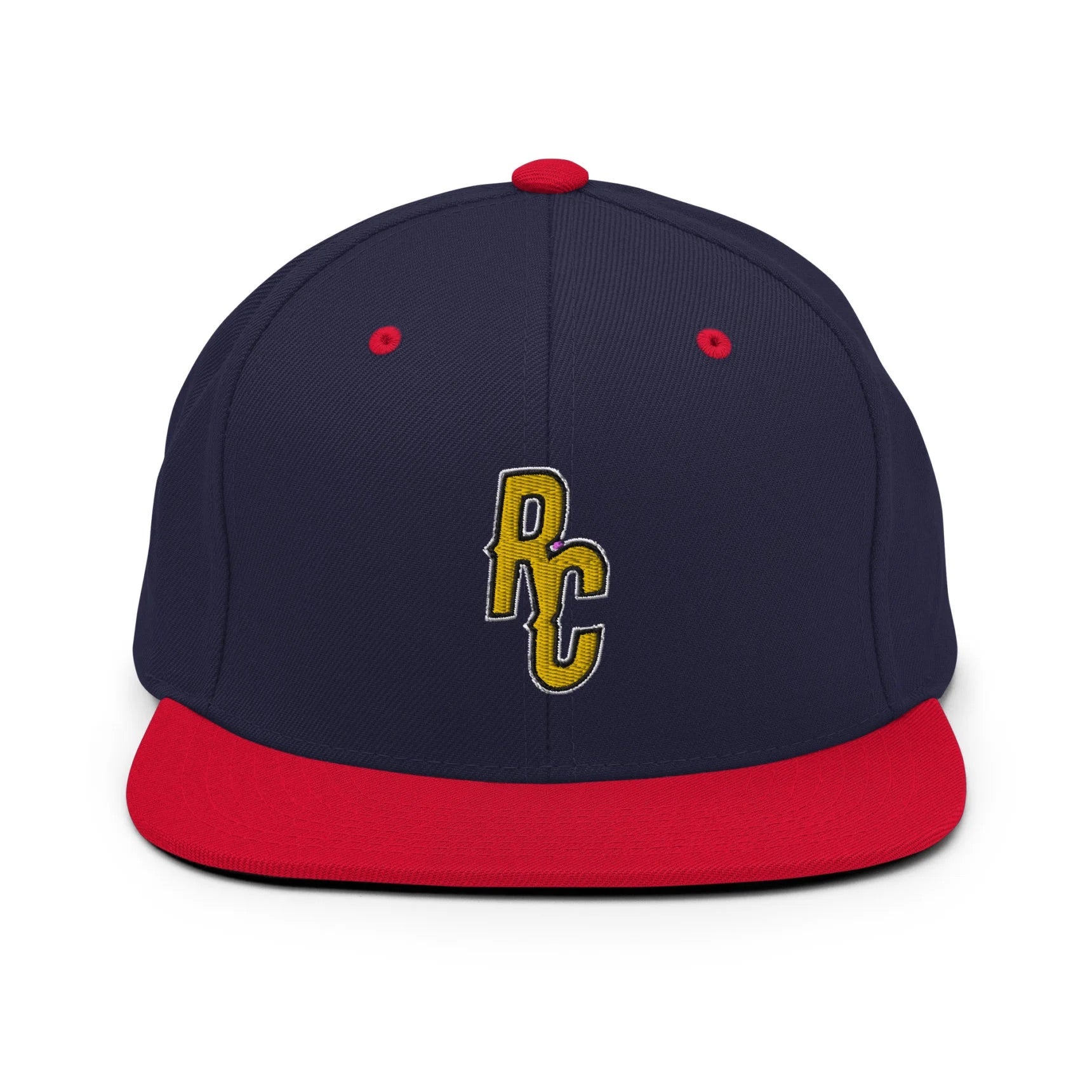 Ray Cheesy ShowZone snapback hat in navy with red brim and accents