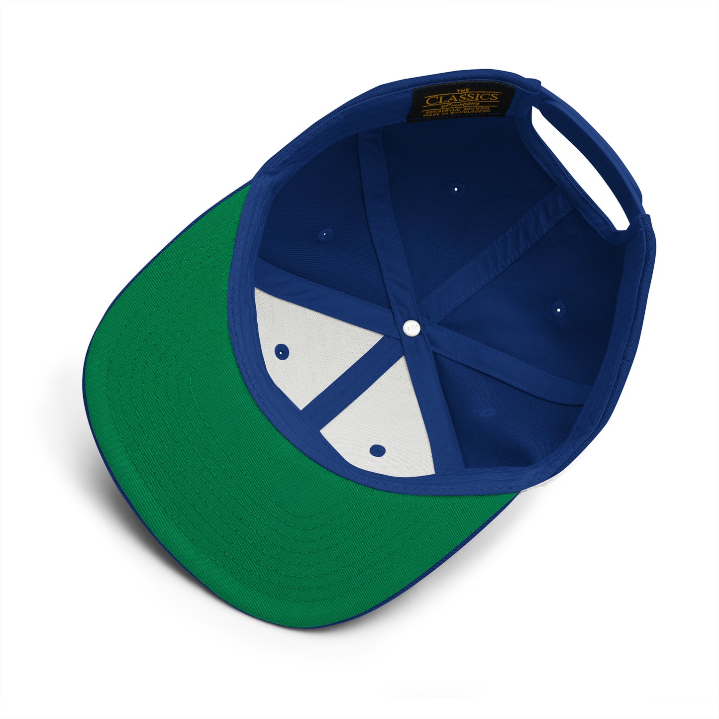 classic Scann snapback in Royal Blue with green brim