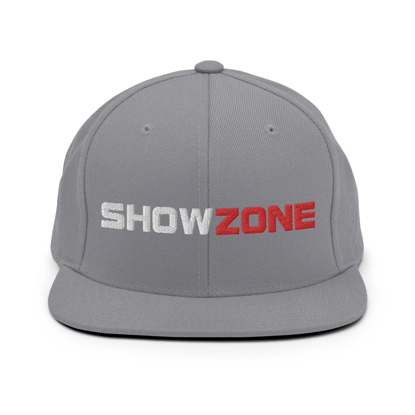 ShowZone snapback hat in grey with text logo