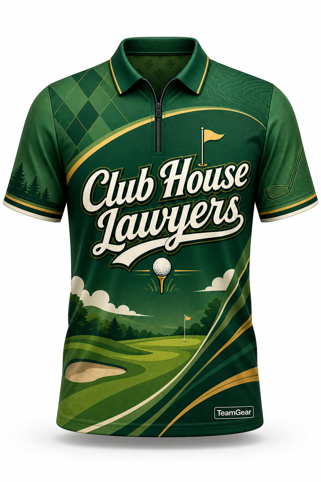 Club House Lawyers Green Golf Polo - front and back view