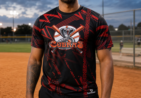 Cobras Softball Jersey — custom softball jersey worn on model — TeamGear Canada