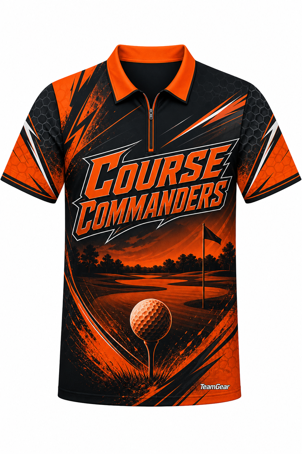 Course Commanders Orange Golf Polo design