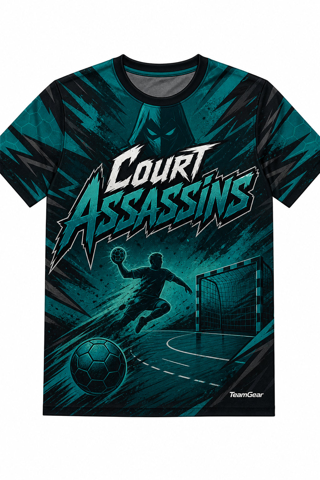 Court Assassins Teal Handball Jersey design