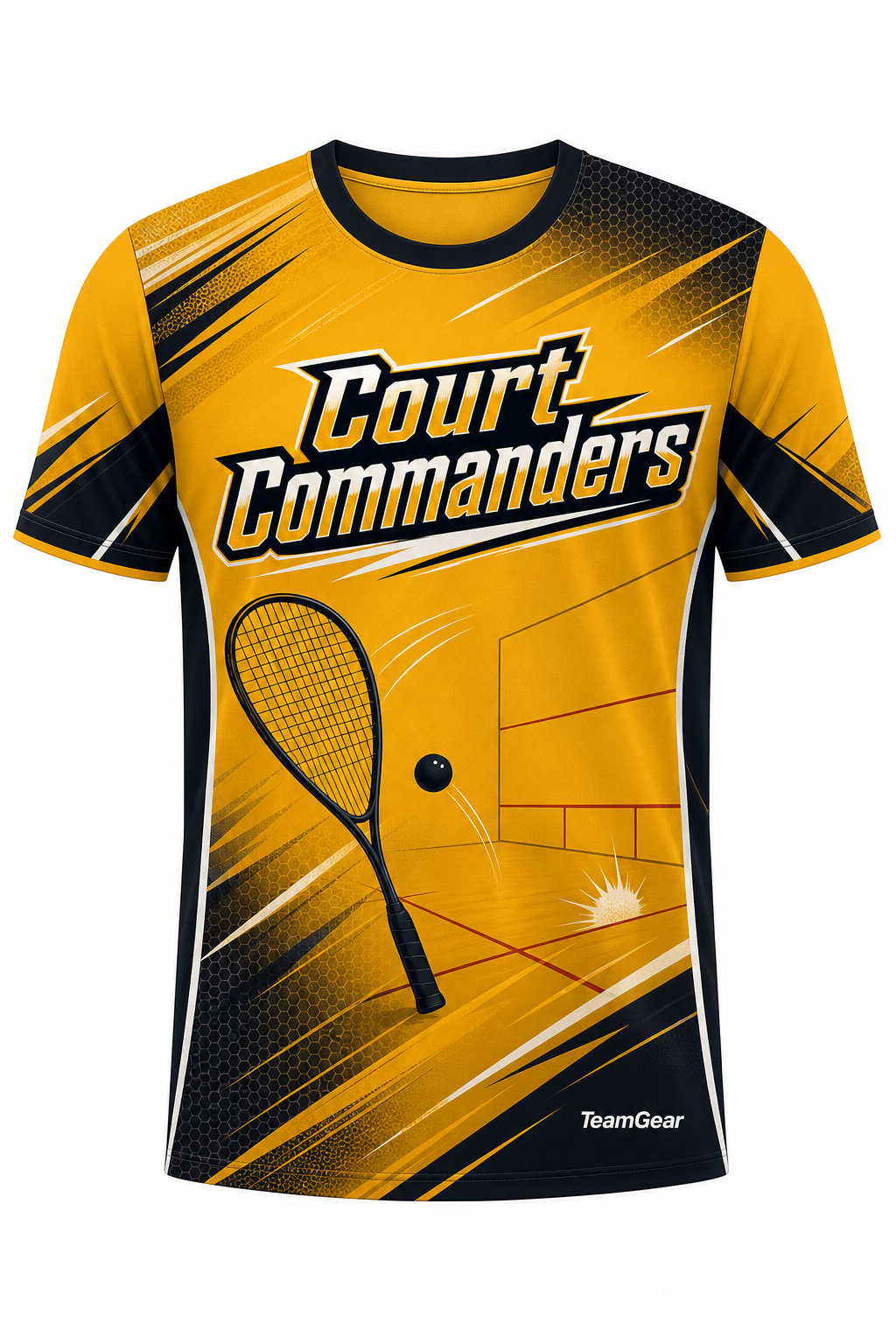 Court Commanders Gold Squash Jersey with name and number