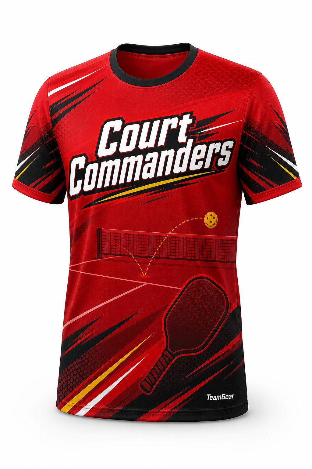 Court Commanders Red Pickleball Jersey - front and back view