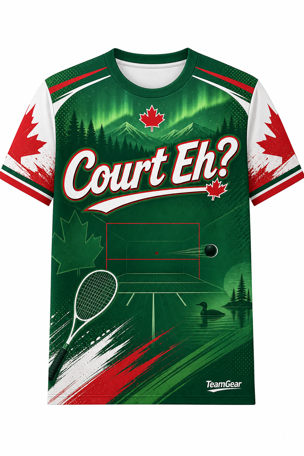 Court Eh? Green Squash Jersey with name and number