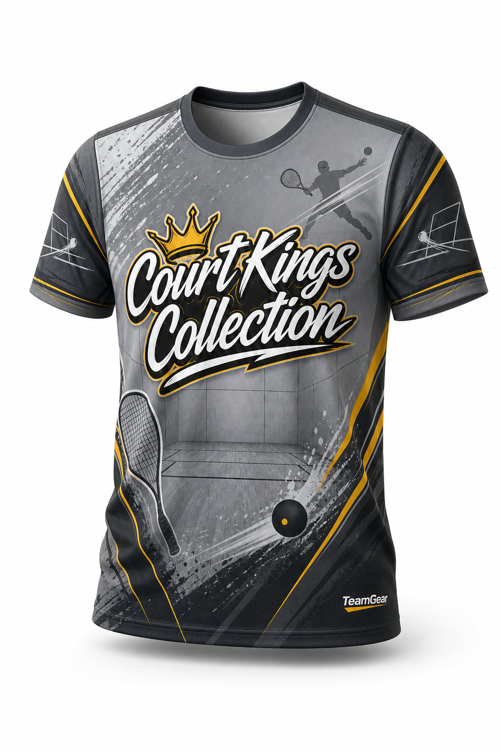 Court Kings Collection Grey Racquetball Jersey - front and back view