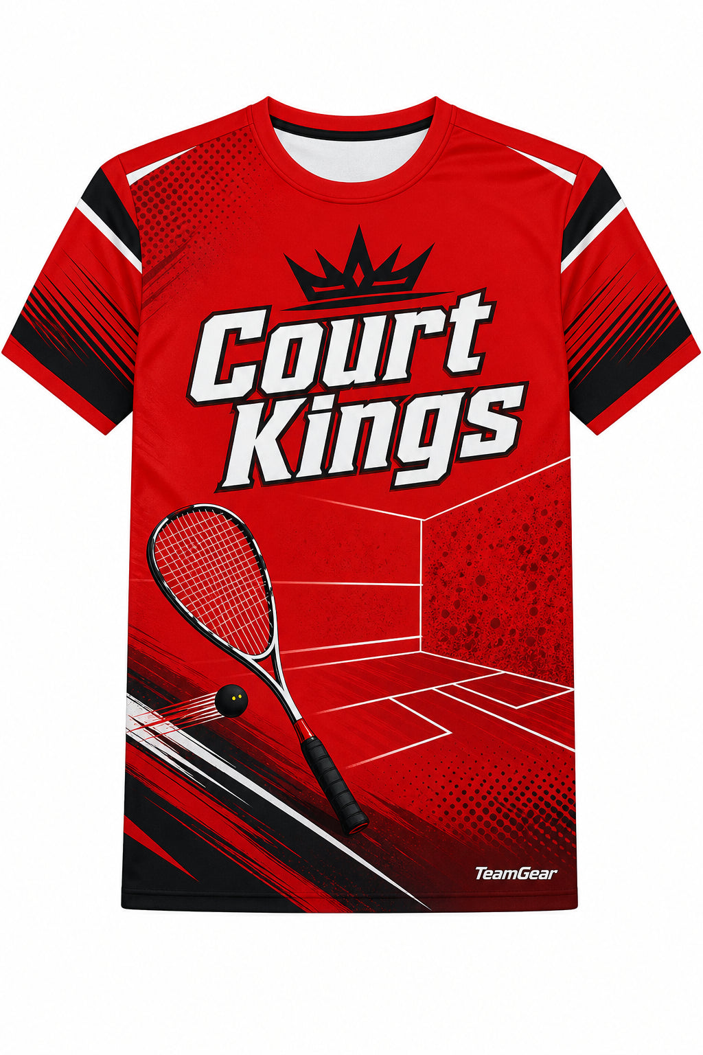 Court Kings Red Squash Jersey with name and number