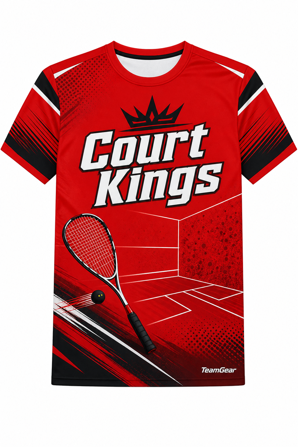 Court Kings Red Squash Jersey with name and number