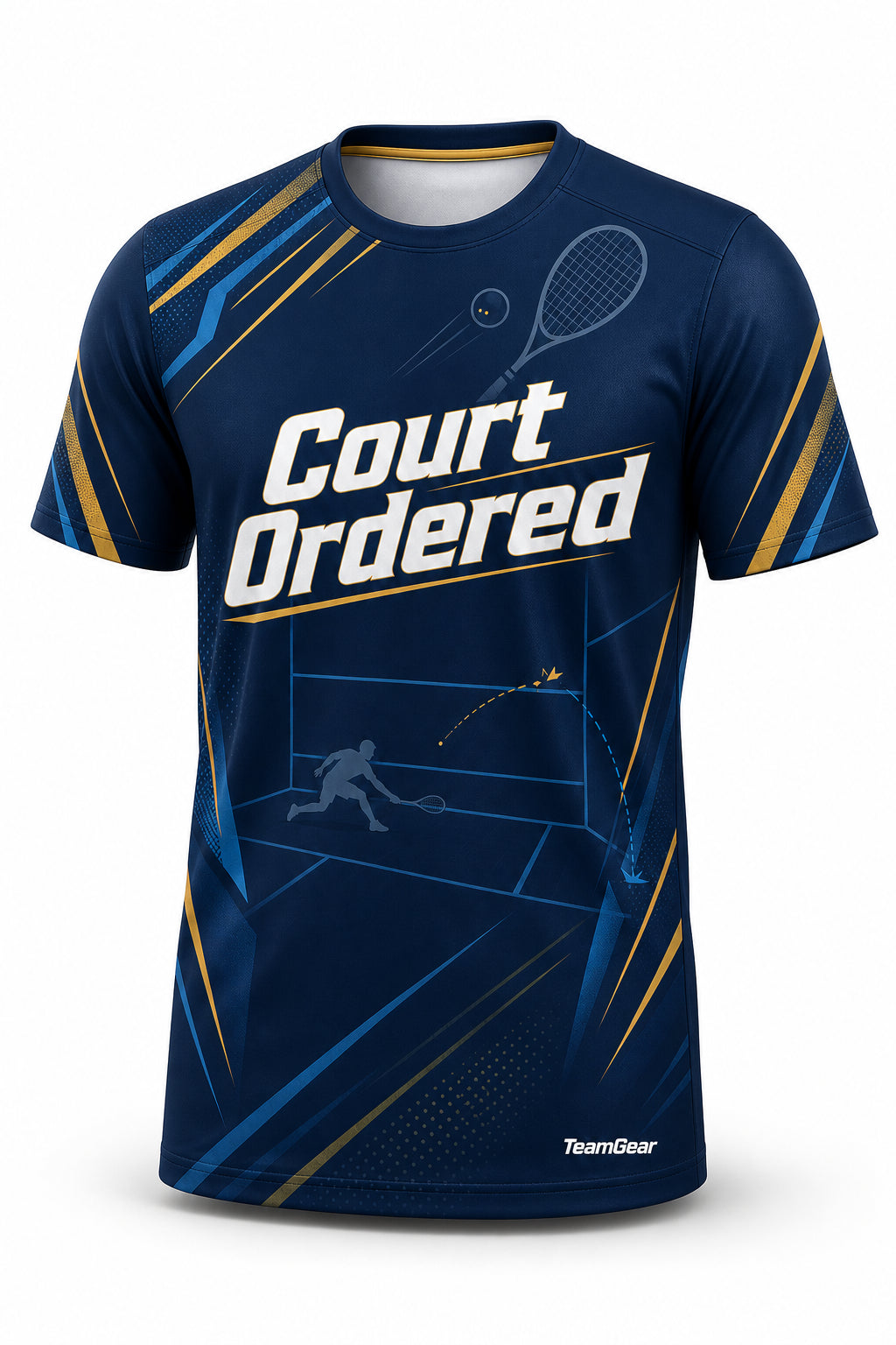 Court Ordered Navy Squash Jersey - front and back view