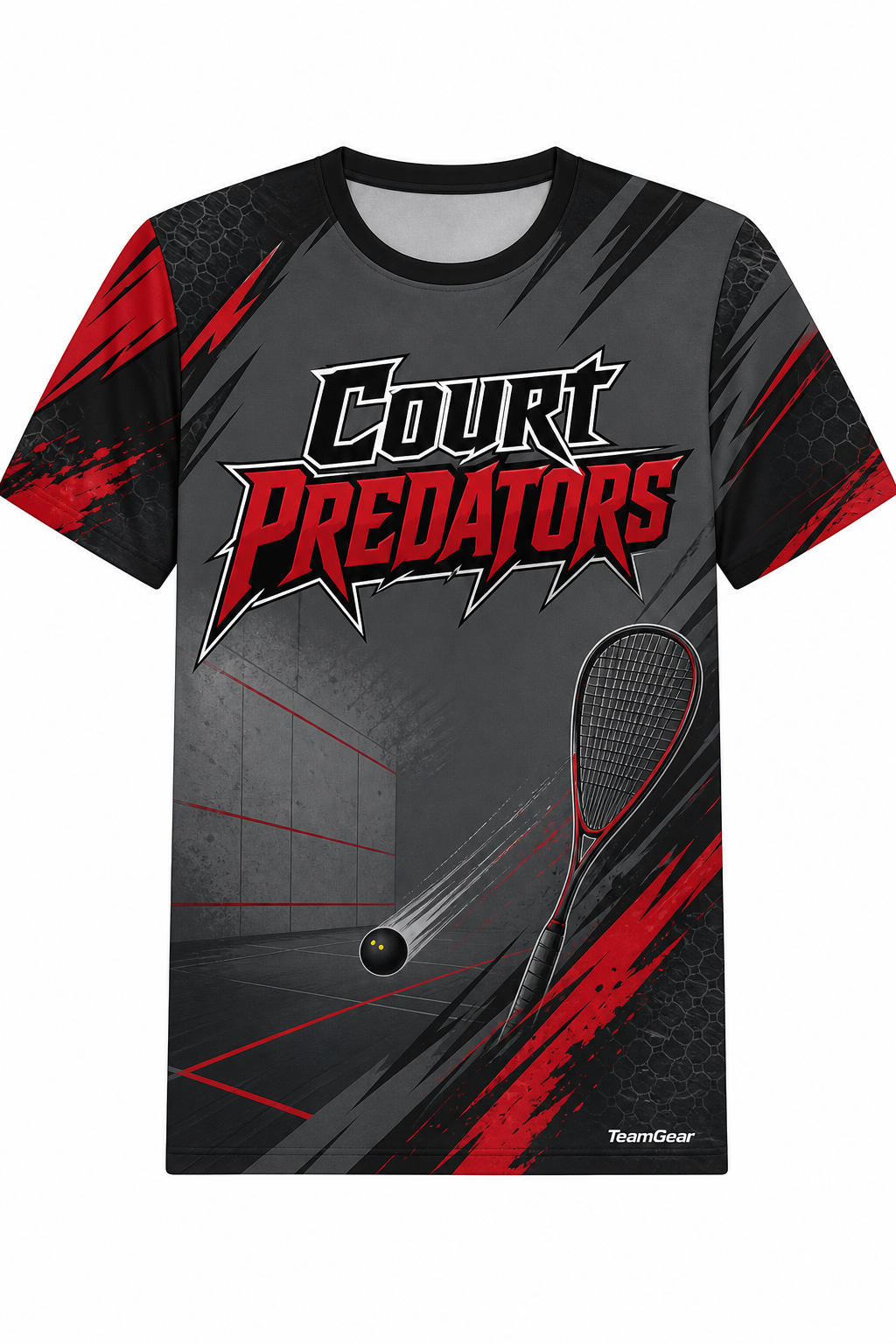 Court Predators Grey Squash Jersey with name and number