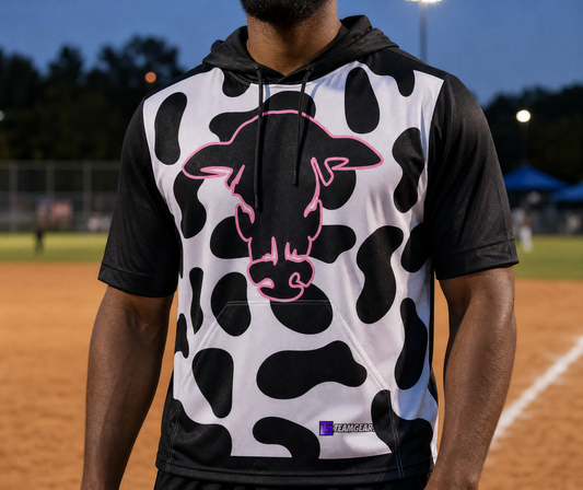 Cows Softball Hoodie — custom softball hoodie worn on model — TeamGear Canada