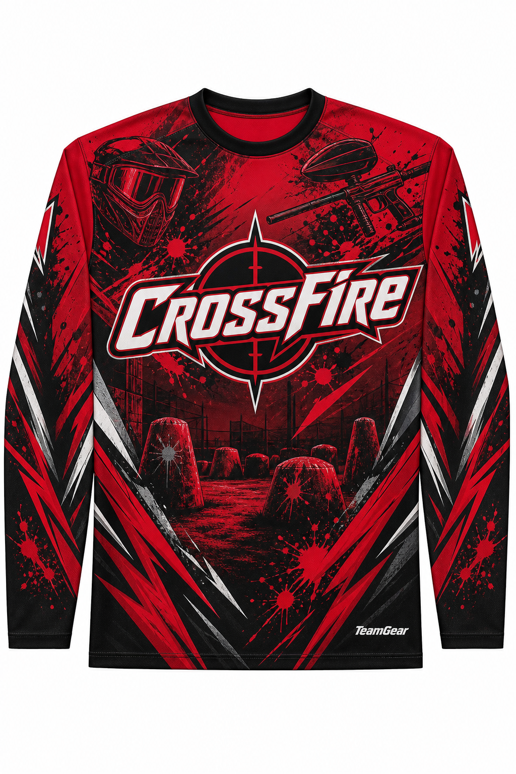 Crossfire Crimson Long Sleeve Paintball Jersey design