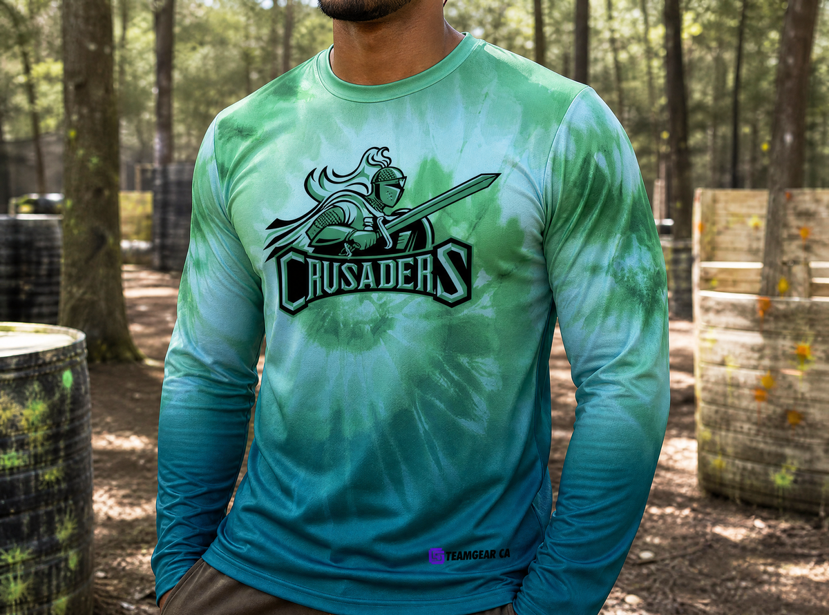 Crusaders Paintball Jersey — custom paintball jersey worn on model — TeamGear Canada