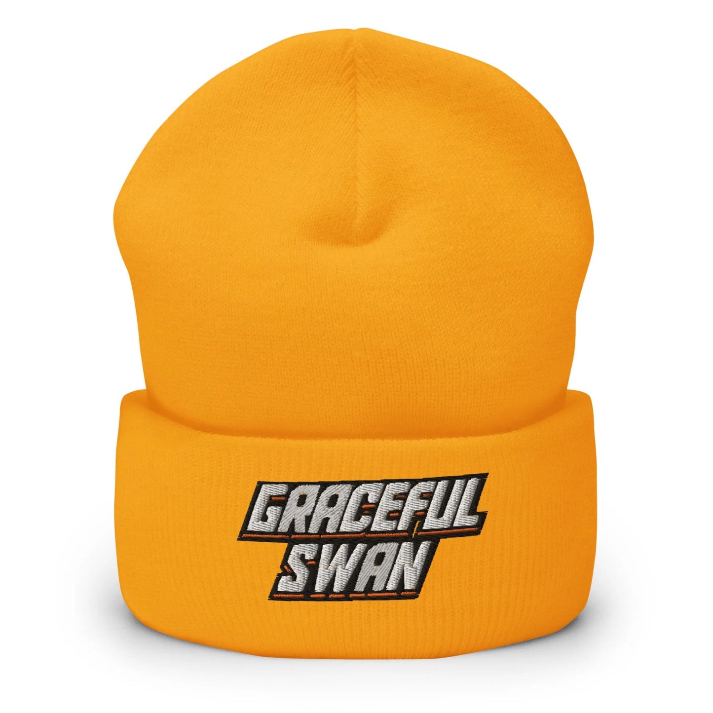 Graceful Swan Beanie by ShowZone in gold with text logo