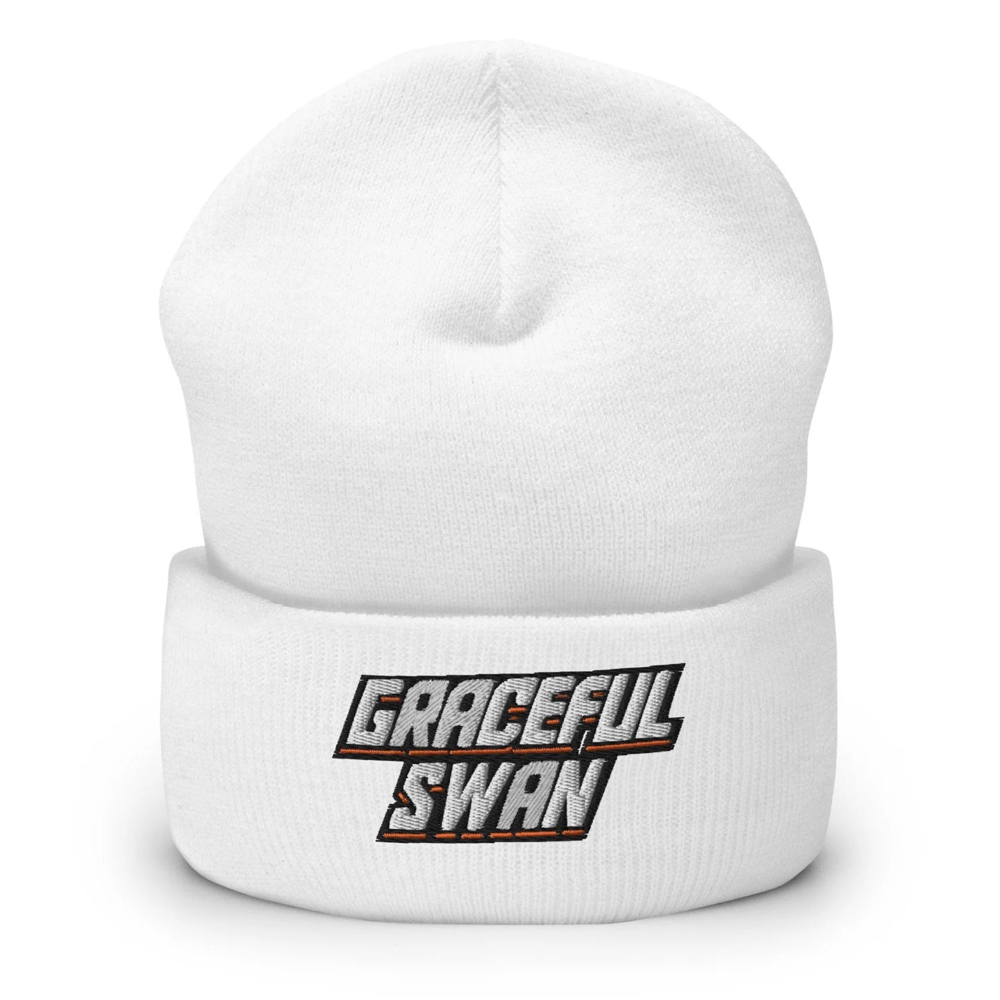 Graceful Swan Beanie by ShowZone in white with text logo