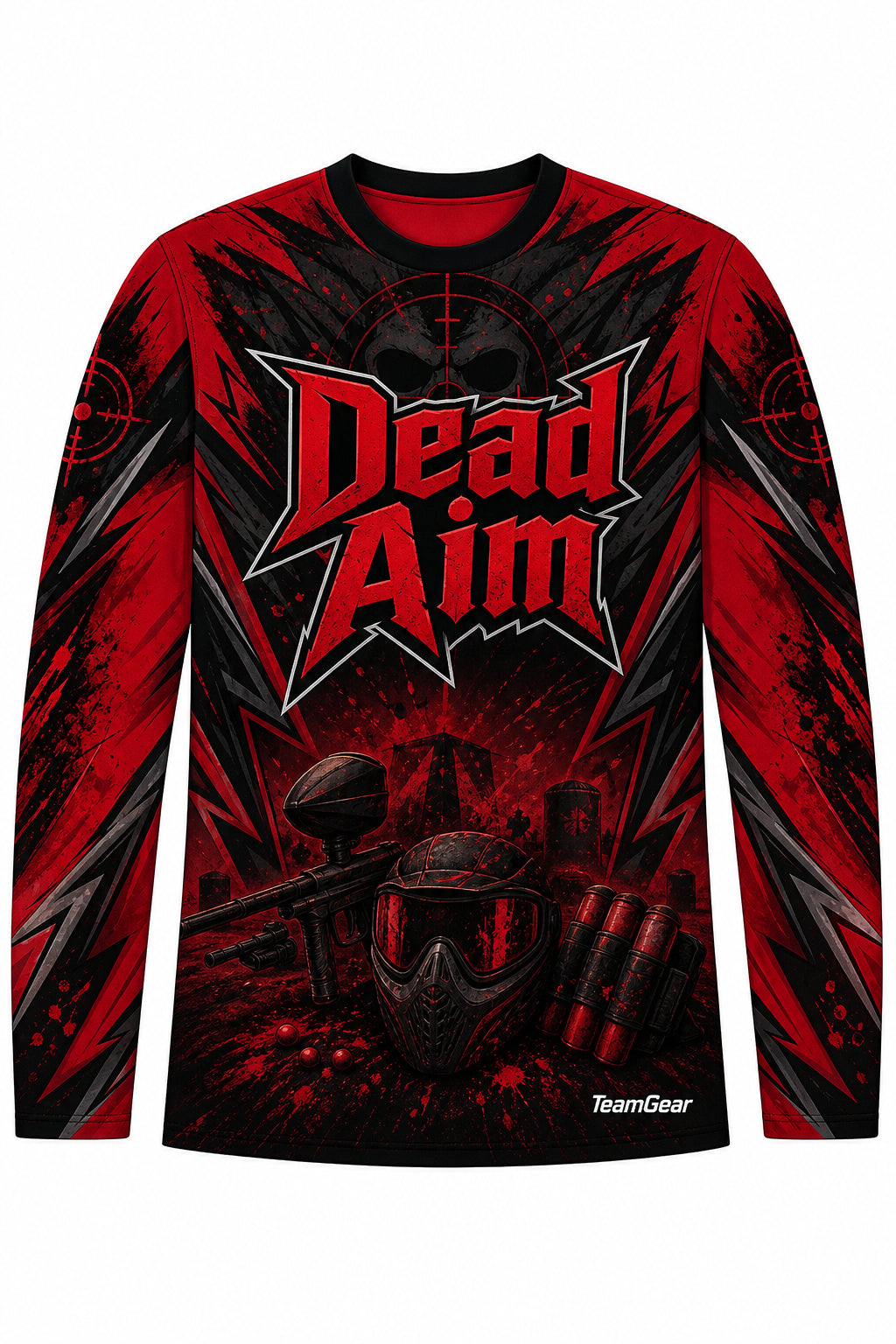 Dead Aim Red Long Sleeve Paintball Jersey design