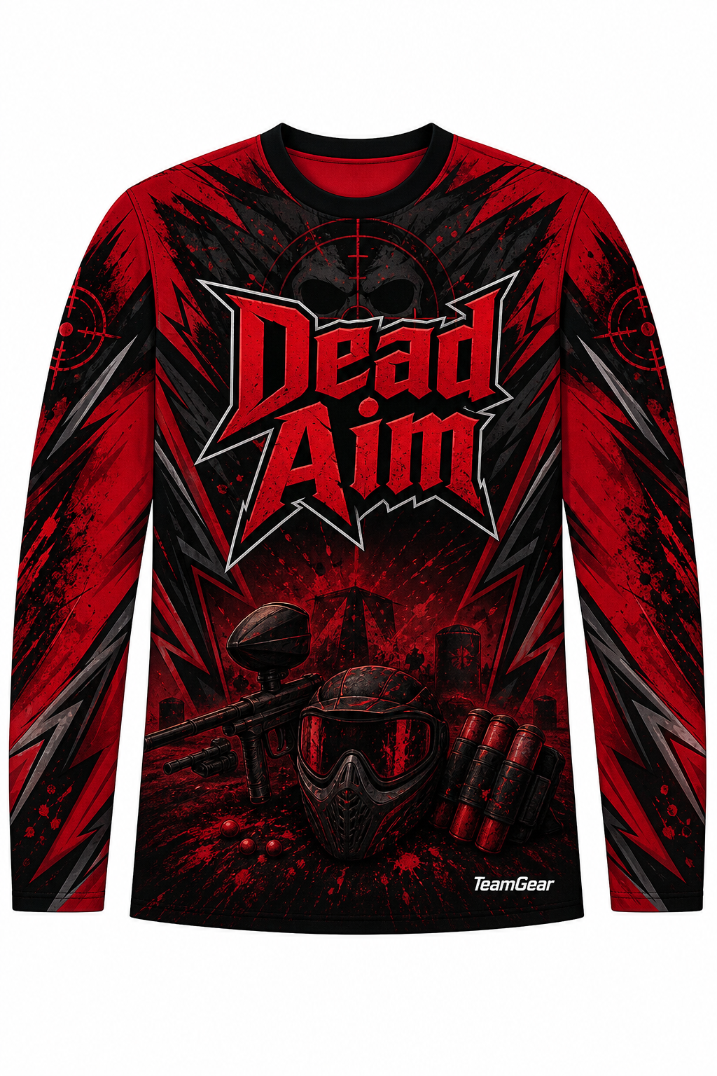Dead Aim Red Long Sleeve Paintball Jersey design