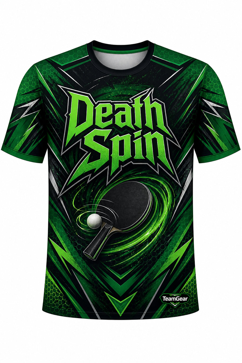 Death Spin Green Table Tennis Jersey with name and number