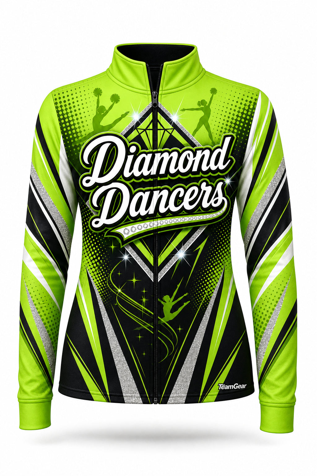 Diamond Dancers Lime Dance Jacket - front and back view